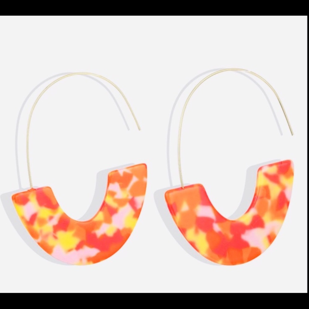Acrylic Hoop Earrings - Orange Multi